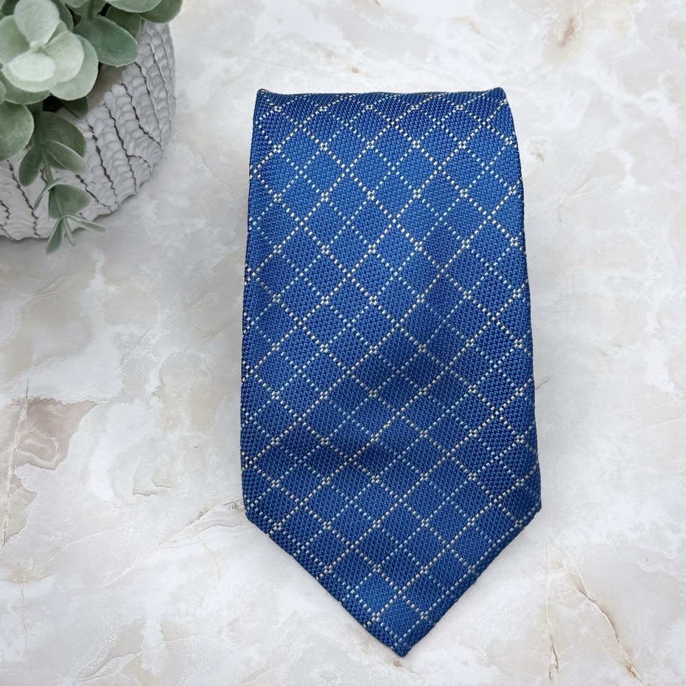 Pink Thomas Mens Silk Tie Blue Print 3 3/4" - 60" Business Casual Formal Preppy